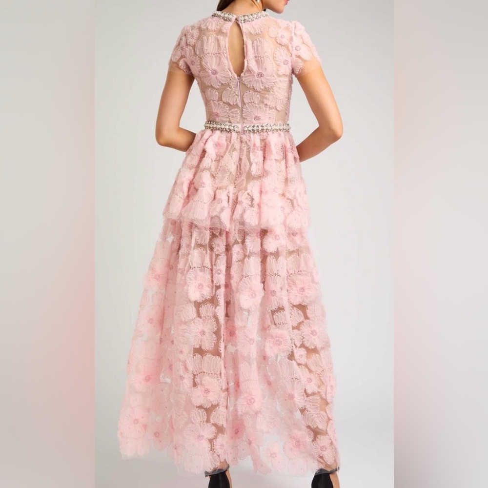 Self-Portrait Pink Floral Lace Maxi Dress - Picture 3 of 3